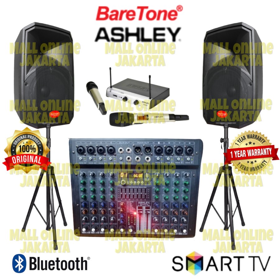 Paket Speaker aktif baretone 12 inch max 12ma mixer 8 channel