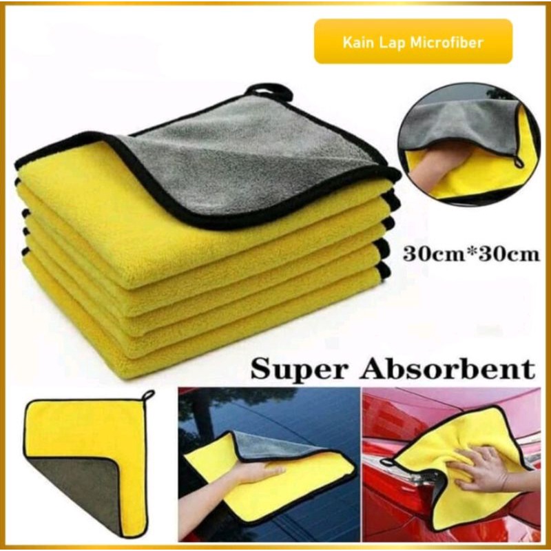 US098 Kain Lap Microfiber Serbaguna Kain Lap Mobil Motor 2 Sisi Multifungsi