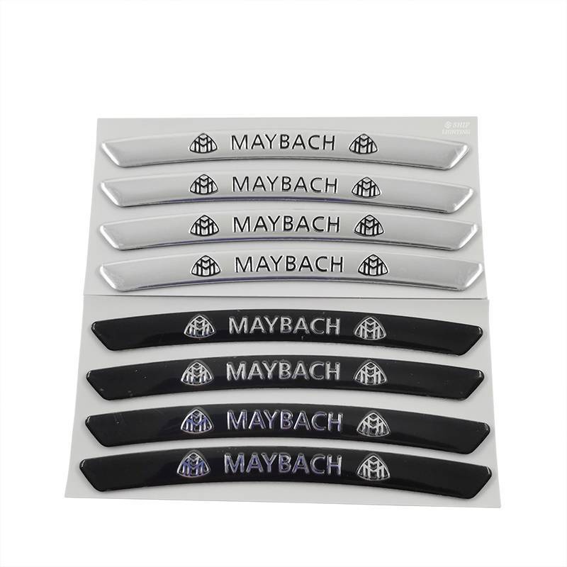 4 x Aluminum MAYBACH Letter Logo Car Auto Wheel Tire Decorative Emblem Badge Sticker Decal MAYBACH