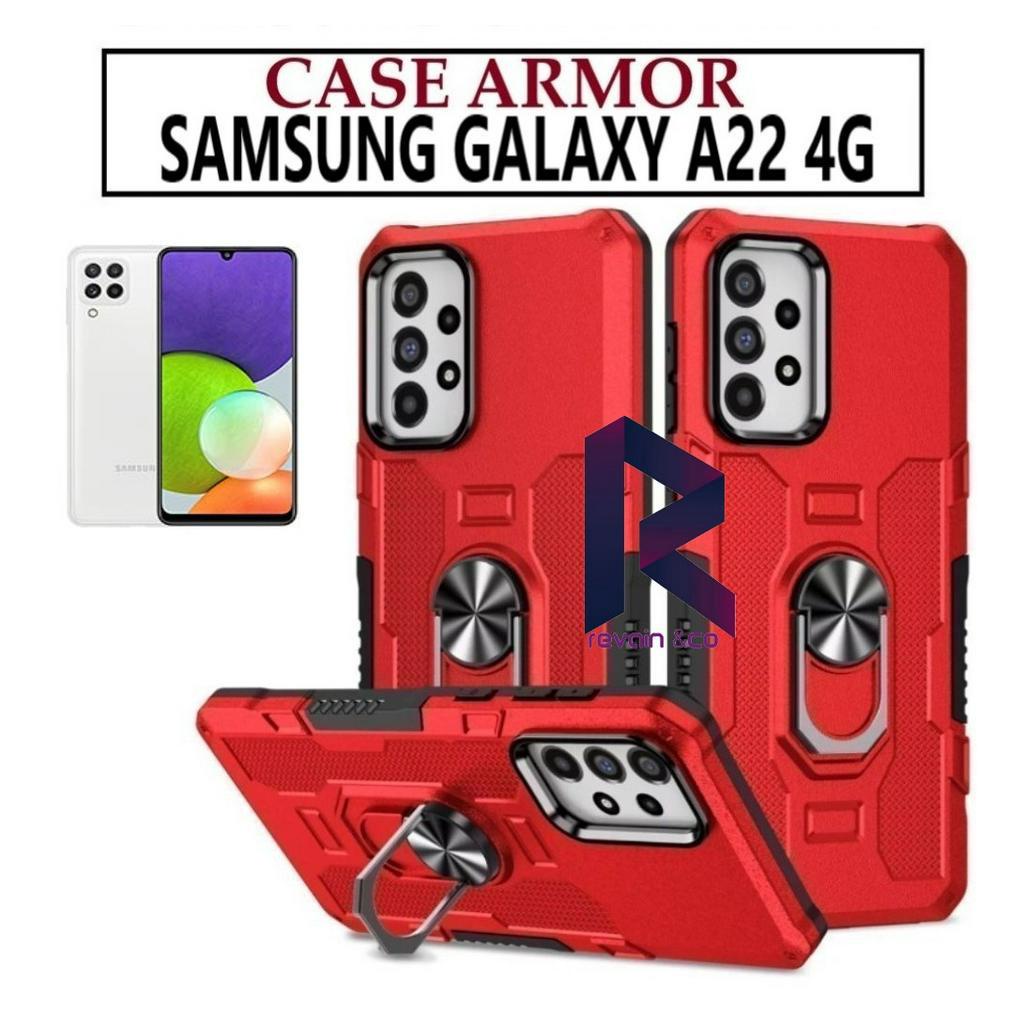 Case Armor SAMSUNG A22 4G Iring Cincin Magnetic Kesing Hp Protect kamera Premium Hard Case Standing Robot Pelindung Kamera