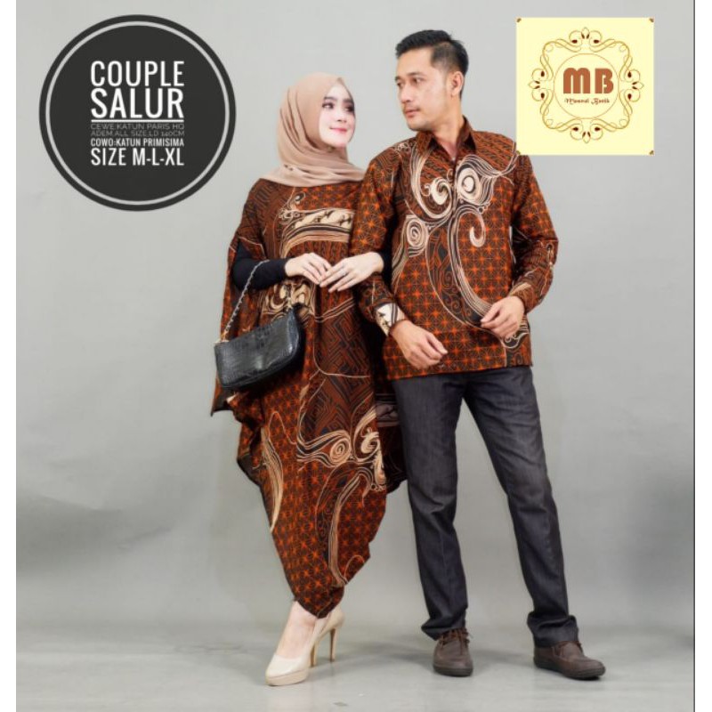 couple batik kaftan kondangan baju batik couple wanita dan pria kemeja batik katun salur