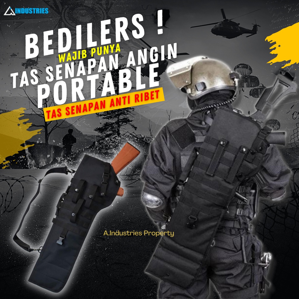 Holster Sarung Senapan Model Tas Slempang Senapan Angin PCP Mini Lipat Portable Carrier Cocok Untuk 