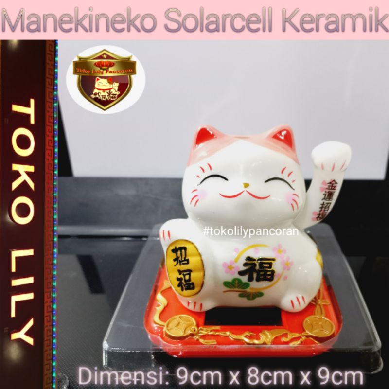 Manekineko Lucky cat Fortune Cat Keramik Solarcell