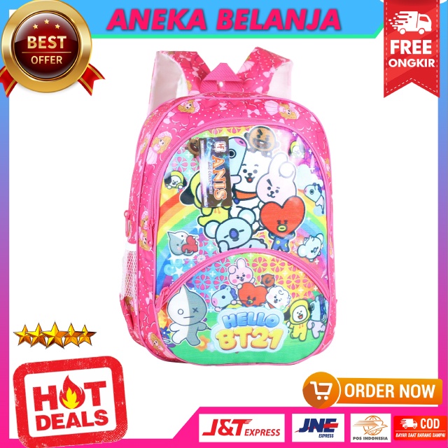 Tas Gendong Sekolah Anak Perempuan Backpack Cantik Karakter Boneka Warna Pink Fashion Anak Lucu Imut