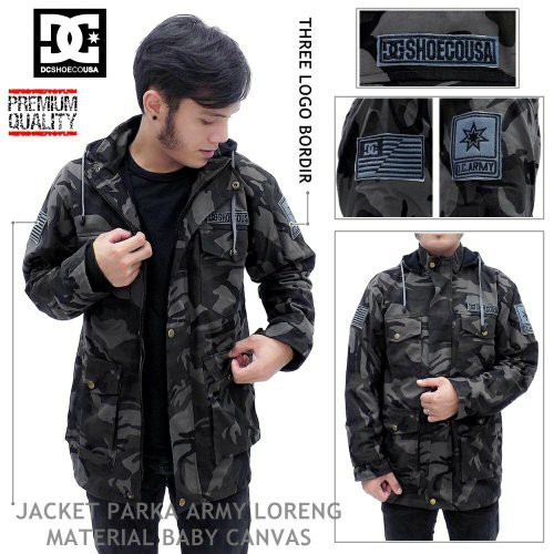Jaket Parka Canvas Army-Parka Pria Loreng