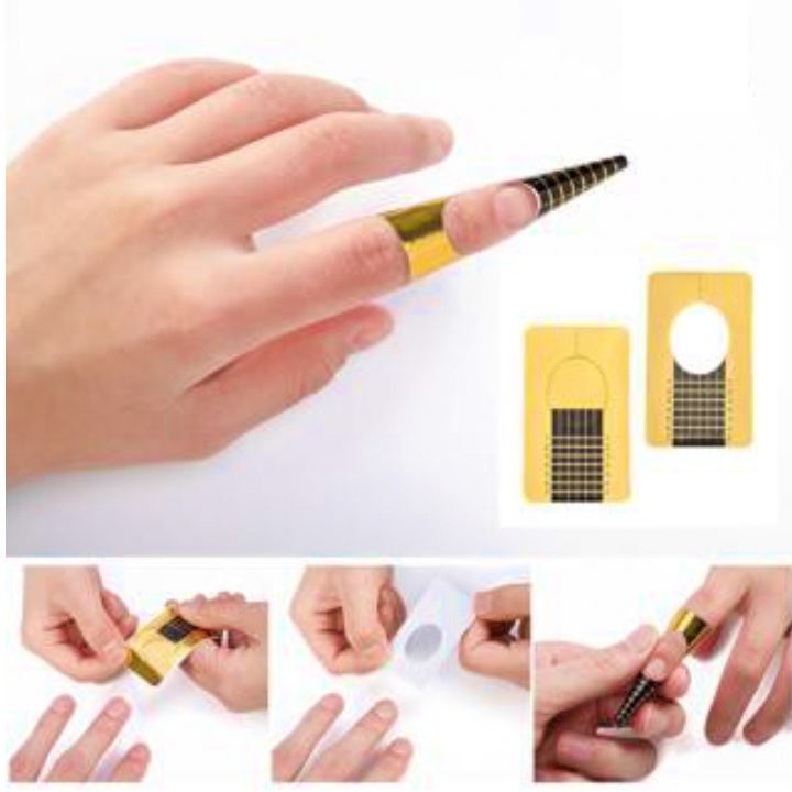 Nail Form Gold 1 PCS Cetakan Extention Nail Art Pembentuk Kuku Palsu KU012