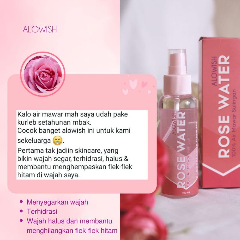 alowish Air mawar sulingan petani asli atau masker alowish