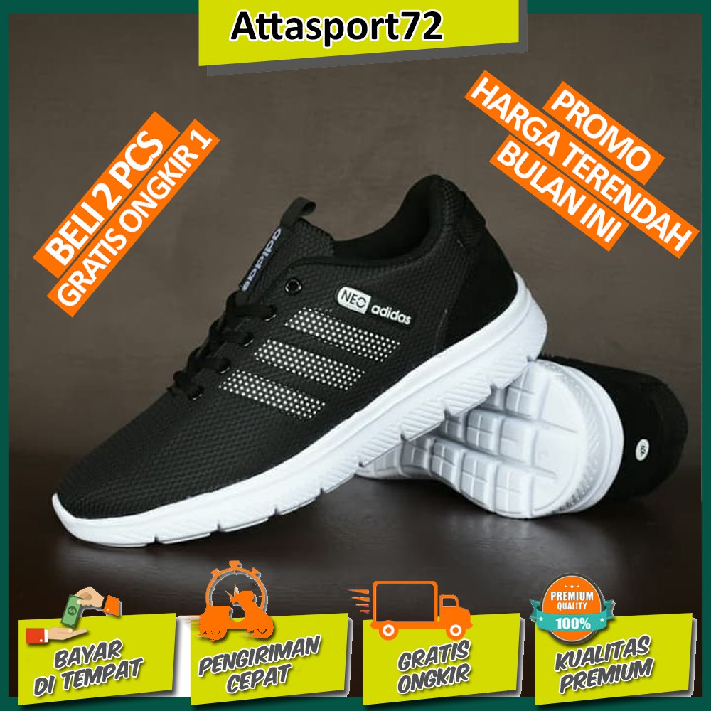 Sepatu Sneaker Adidas Neo Sport Casual Pria Wanita Cowok Hitam