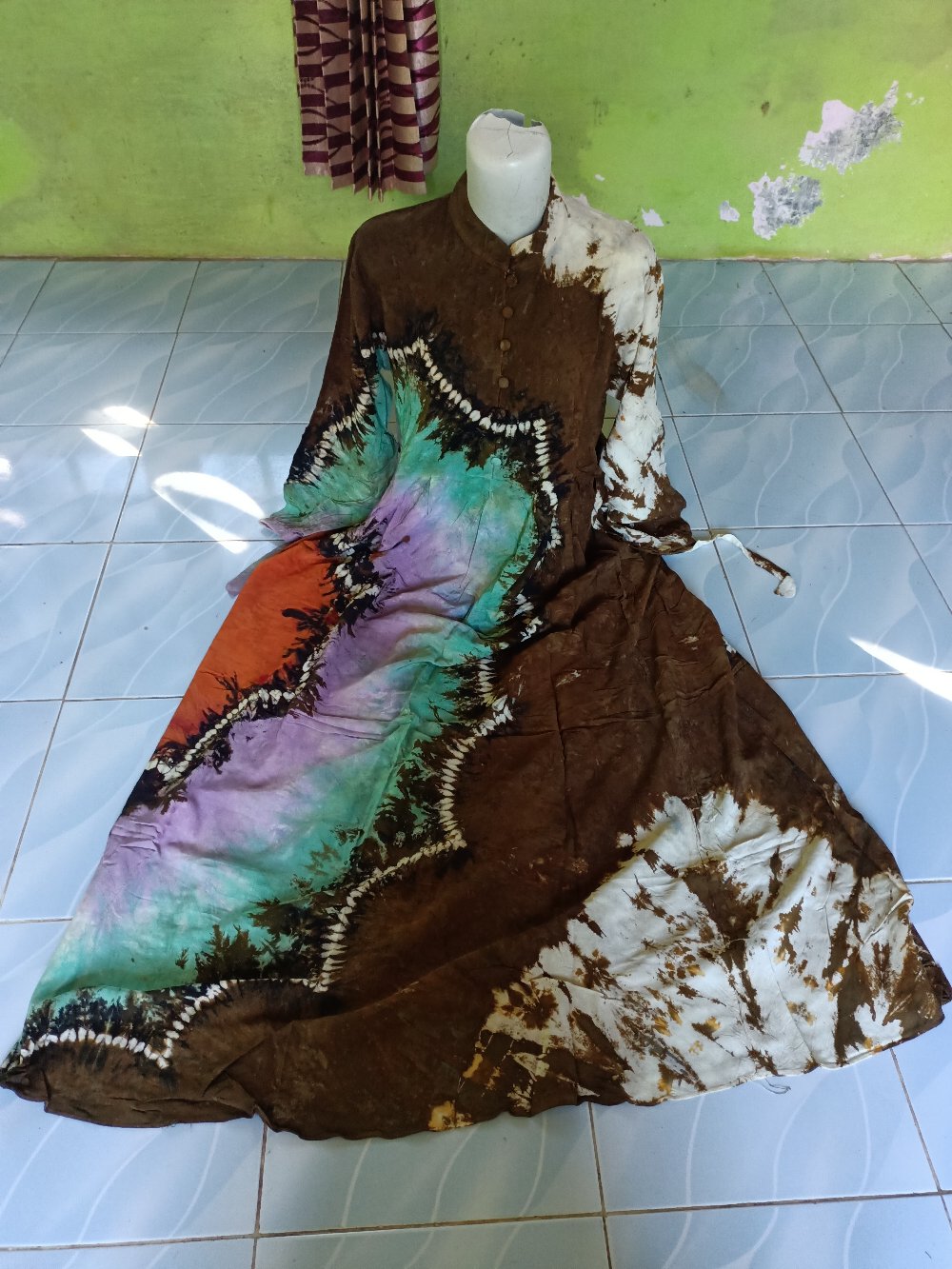 New Arrival Gamis Twill Rayon Original Pelangi Gamis Twill Tiedye Gamis Ori Ar Batik Super Abstrak