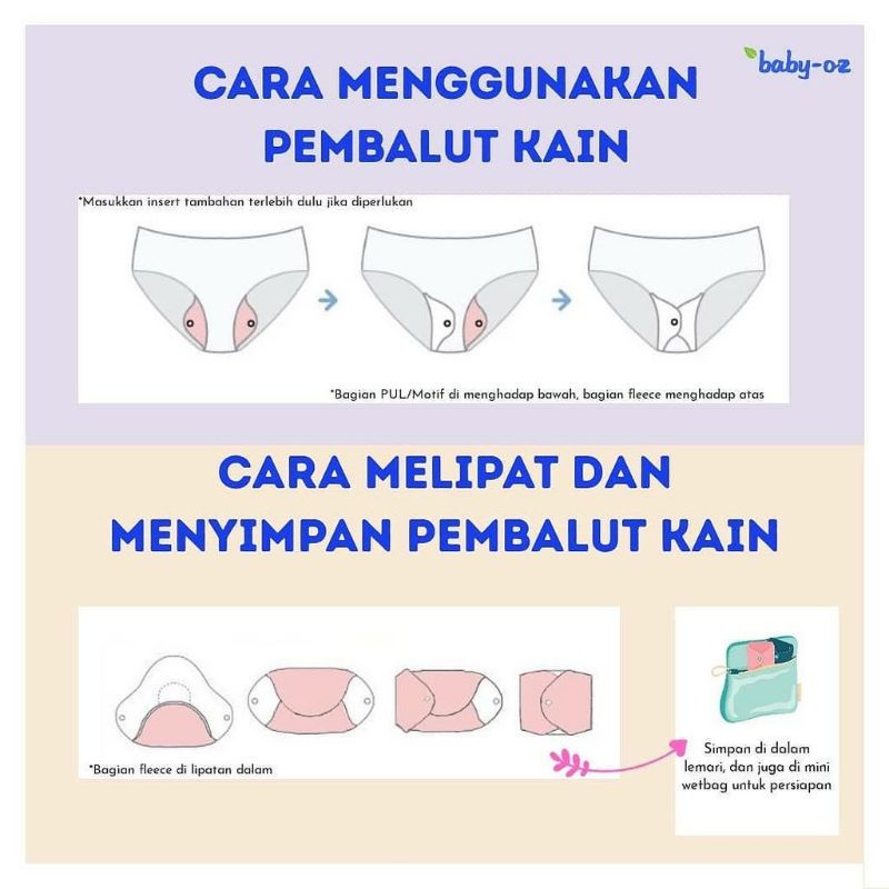 Baby Oz Cloth Menstrual Pad Menspad Pembalut Kain Cuci Ulang Day/Night