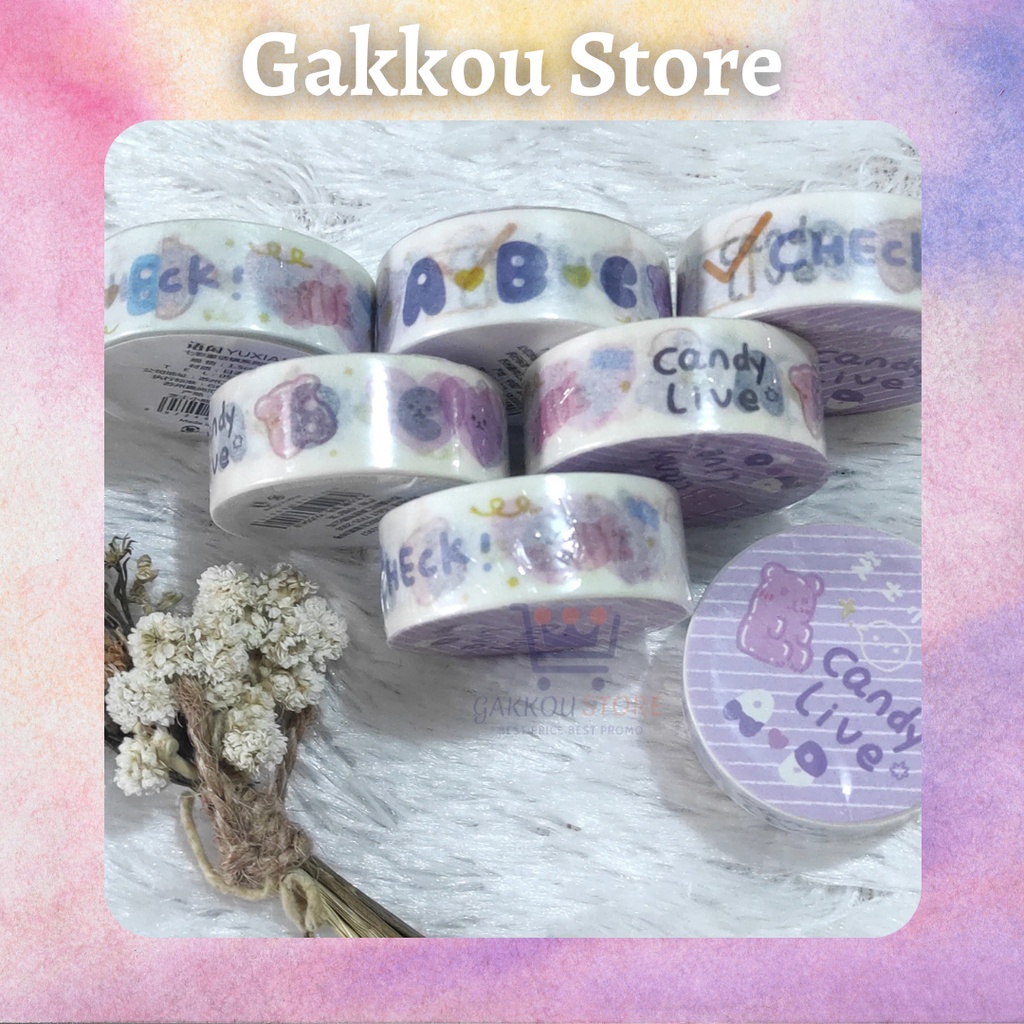 

Gakkou Store Selotip Solatip Washi Masking Tape Tema Bear Beruang Aesthetic Cute