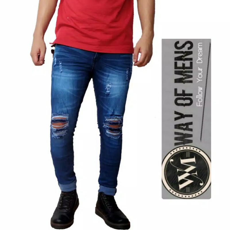 Celana Jeans Sobek Skinny Jeans