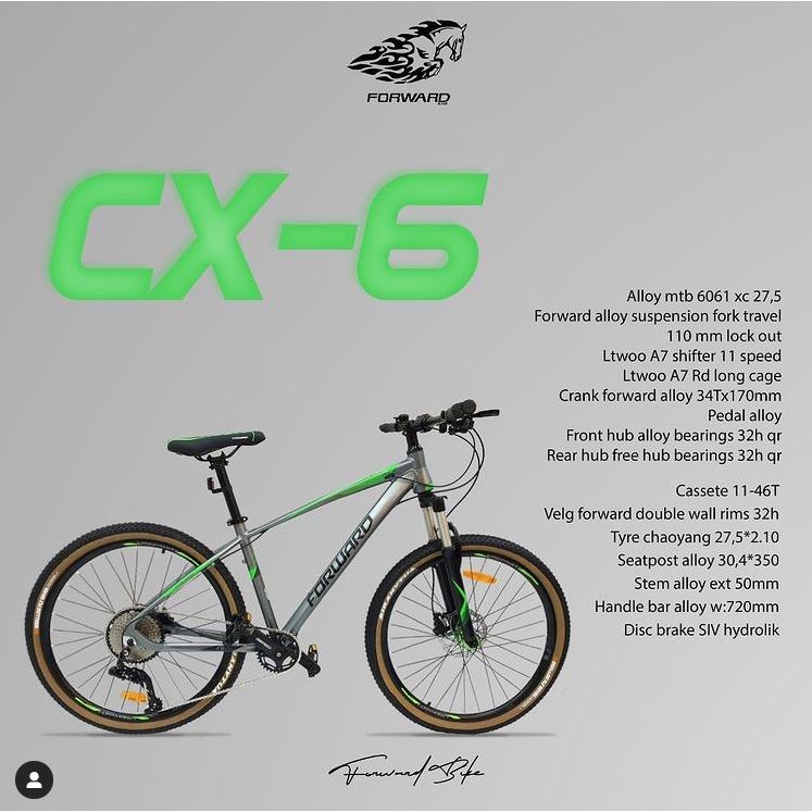 Sepeda MTB Forward CX-6 Ukuran 27,5 Inch 11 Speed Alloy