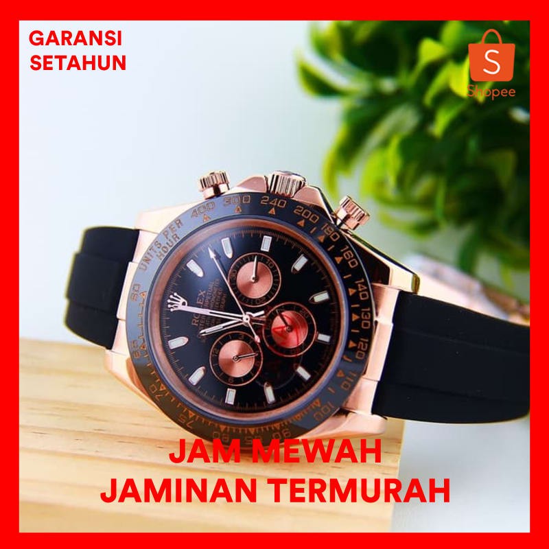 PROMO JAM TANGAN PRIA ROLEX DAYTONA TYPE 3131 ROSEGOLD