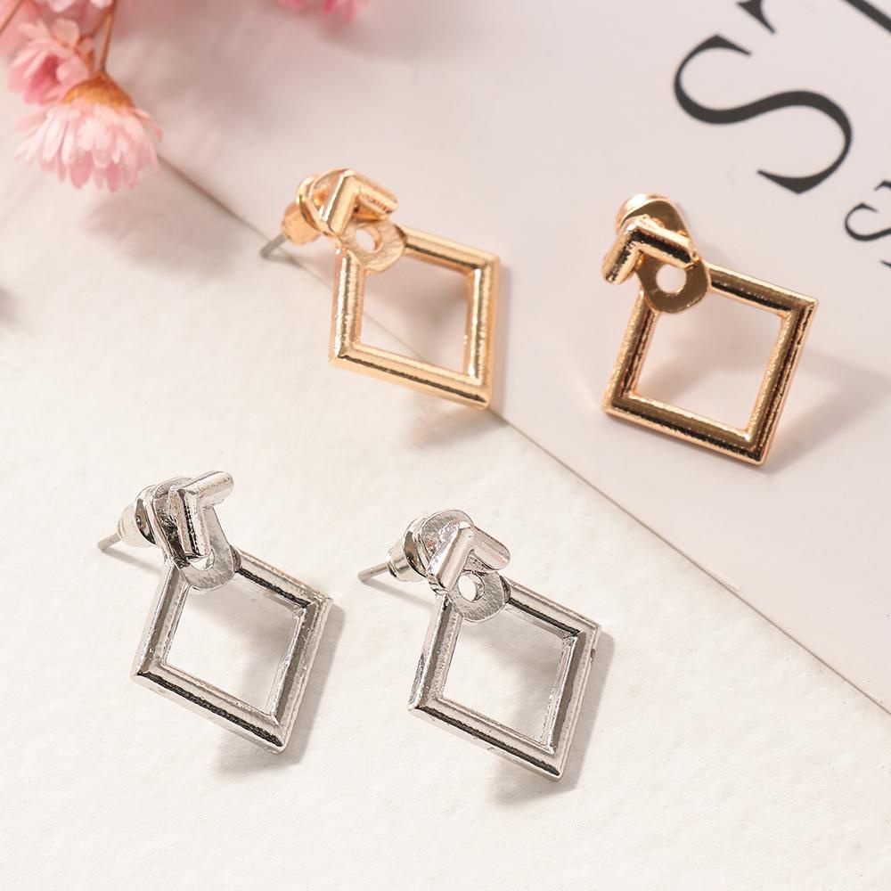 Anting Geometris Nanas Chic Wanita Fashion Segitiga Menjuntai Drop