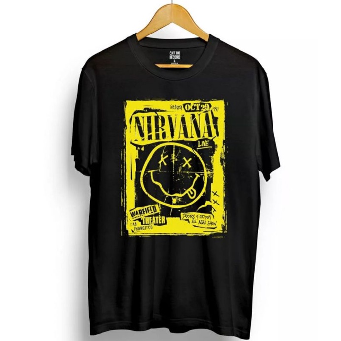 kaos Band music NİRVANA warfield THEATRE/ kaos band musik Legendaris/ kaos distro Bandung premium de