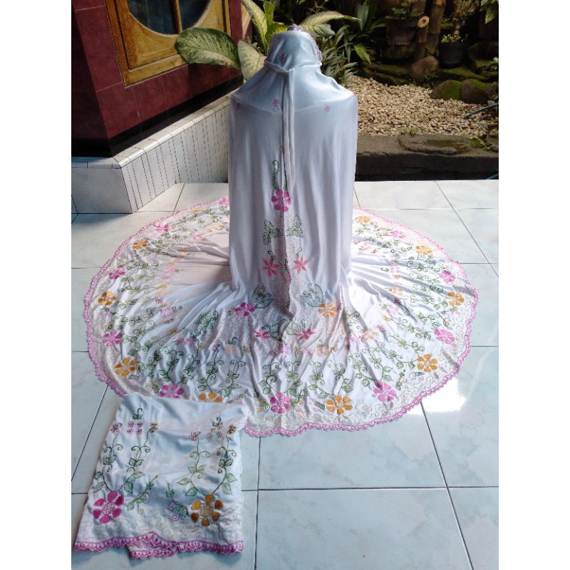 MUKENA SETELAN TRIKO BORDIR / TELENGKUNG / MUKENA ATAS BAWAH