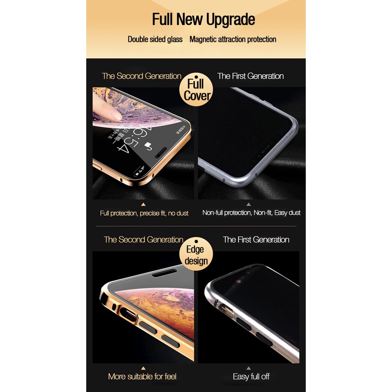 Case Tempered Glass Magnetik Pelindung 360 Derajat Untuk IPhone 13 12 11 Pro XS MAX XR 7 8 Plus