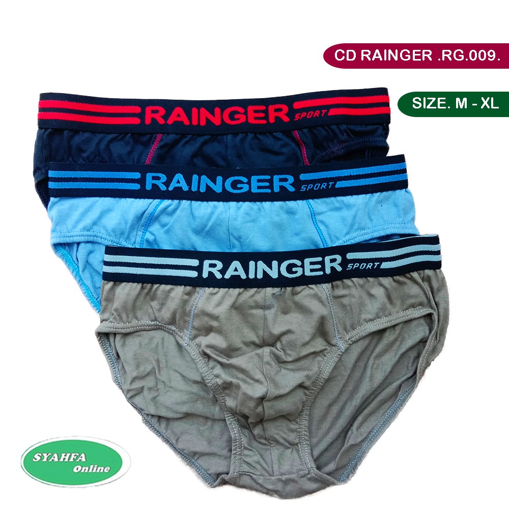 [3 pcs] CD RAINGER RG 009 | Celana Dalam Pria Karet Boxer Box Hitam TOKO KL