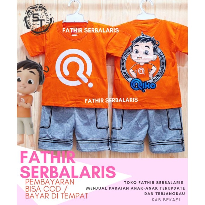 SETELAN ANAK RIKO THE SERIES ROBOT QIIO / BAJU RIKO THE SERIES WARNA ORENS ORANGE TERBARU