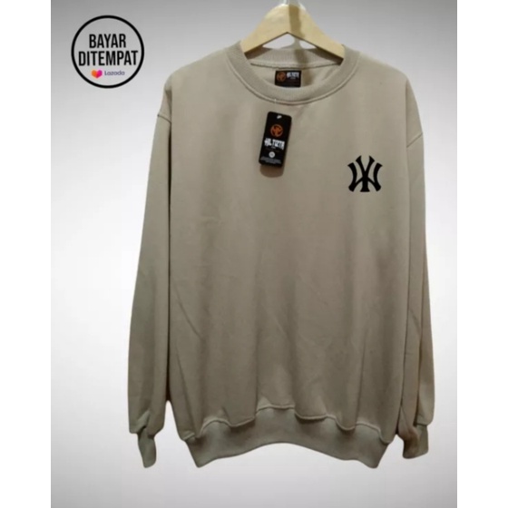 SWEATER CREWNECK BASIC LOGO NY OVERSIZE / JUMBO PRIA WANITA