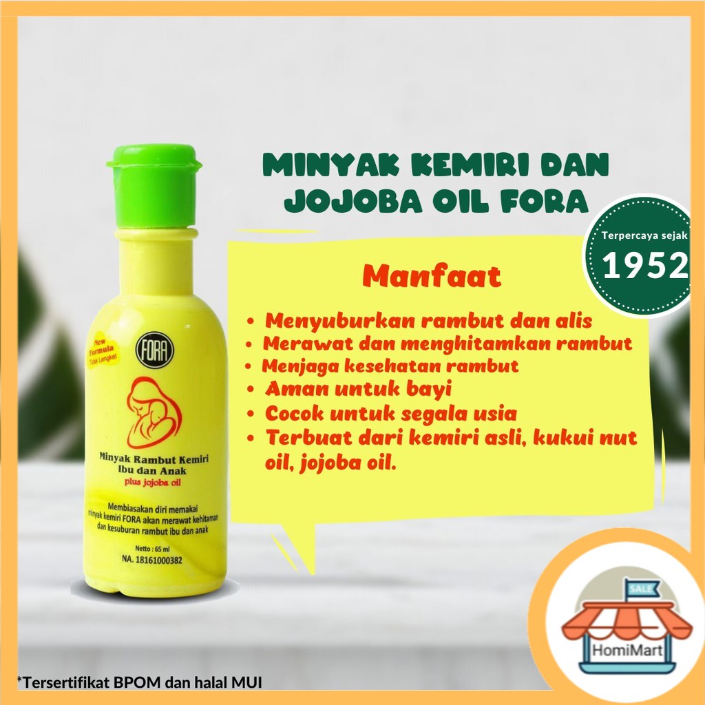 homimart I Minyak Kemiri Murni + Jojoba Oil Penumbuh Rambut dan Alis FORA BPOM 65ml