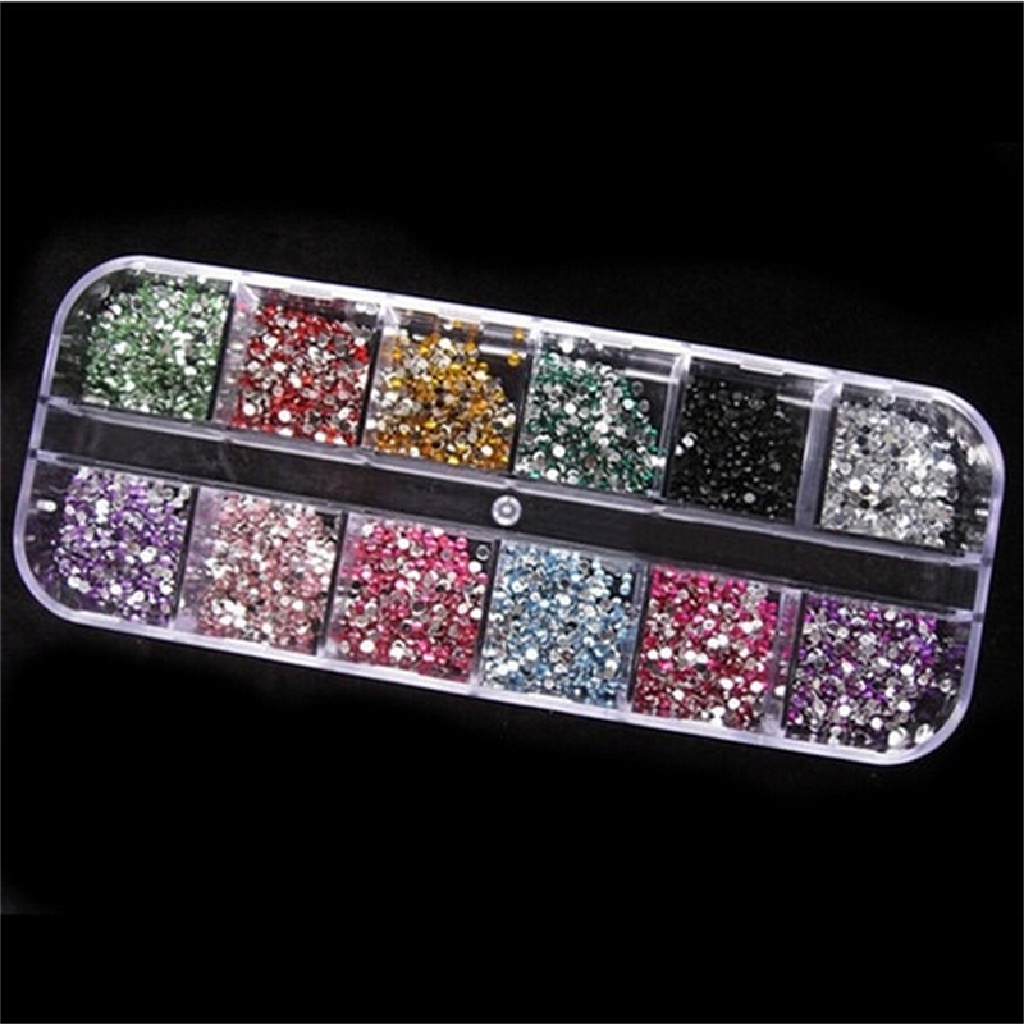 [OOID] 12 Color Hard Case NAIL ART Tips Acrylic UV Gel Decoration Tips Glitter 2mm Hot  ID