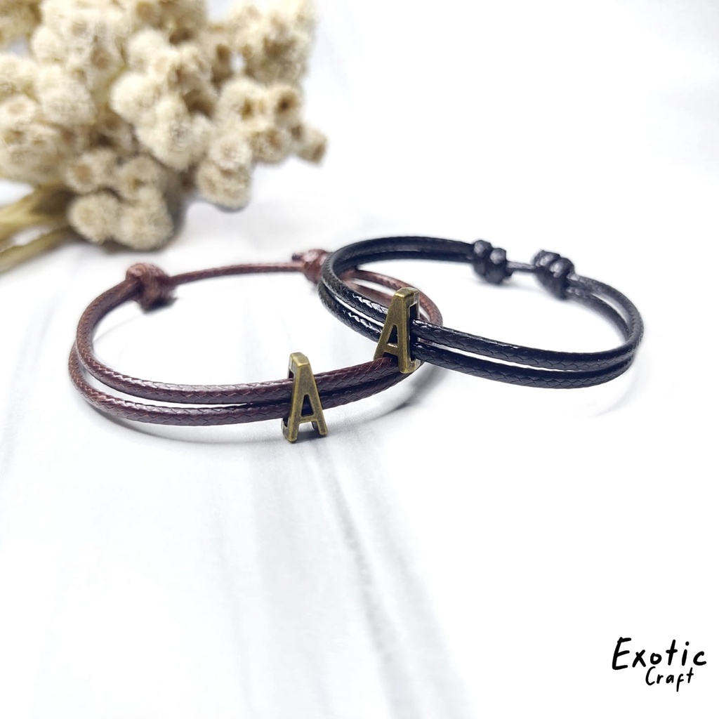 ( PART 2 N-Z ) Gelang couple nama inisial huruf simple minimalis gelang tali wax korea, gelang huruf, gelang custom nama