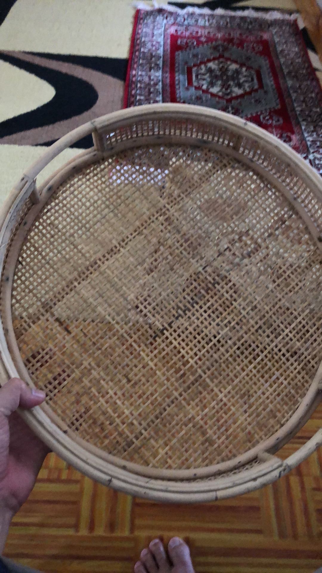 Nampan Baki Bulat Rotan Alami Murah