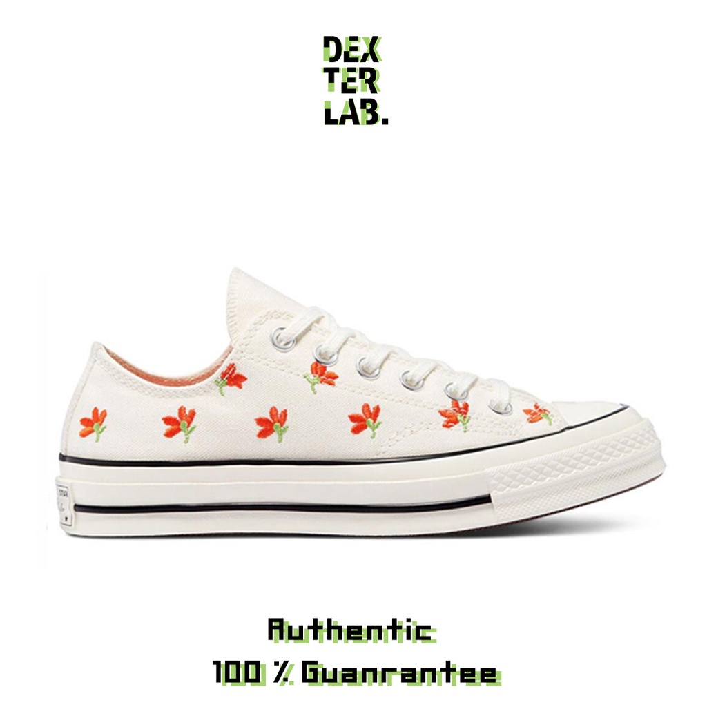 Converse Chuck 70 Embroidered Garden Party Ox Womens - Egret/Bright Poppy/Black
