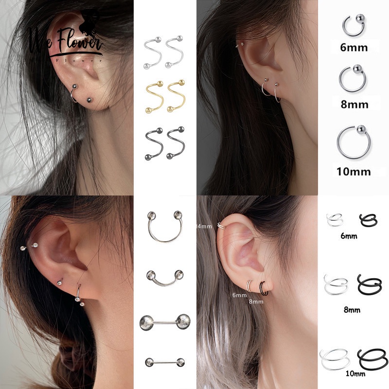 We Flower Anting Stud Silver s925 Bentuk Bola Spiral Minimalis Untuk Pria Dan Wanita