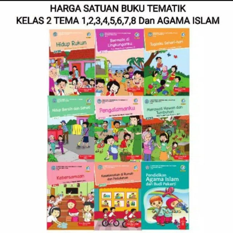 Harga satuan Buku siswa tematik k13 kelas 2 tema 1 sampe 8 revisi 2017 2018