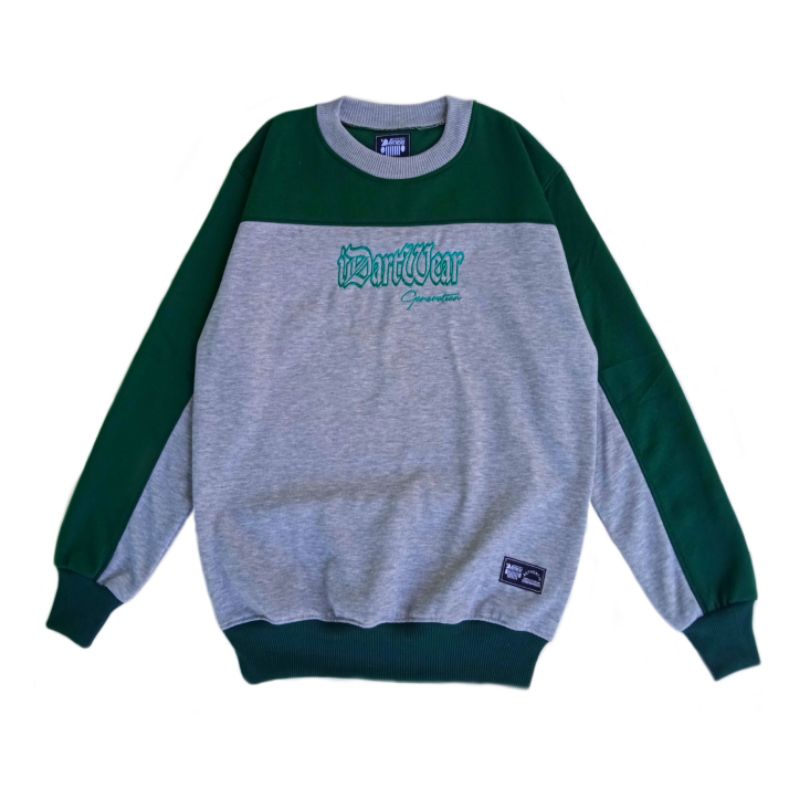 Sweater Crewneck Bordir Abumuda Botol Sweater Kombinasi Pria Wanita