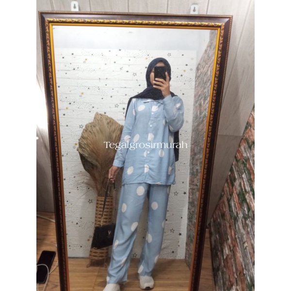 set rayon tie dye / gisel set (COD)-Bublle baby blue