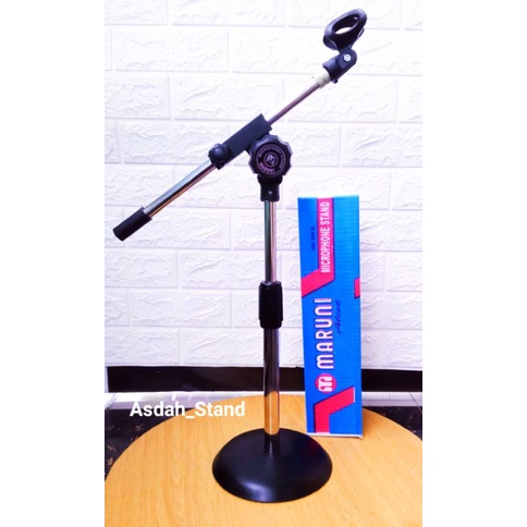 Stand Mic Kaki Besi Tebal Plus Holder Mic / Stand Microphone Pendek Tatakan Besi Bulat