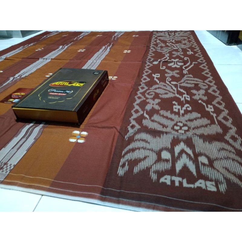 SARUNG ATLAS  SONGKET Motif BHS Excelent Gold hitam