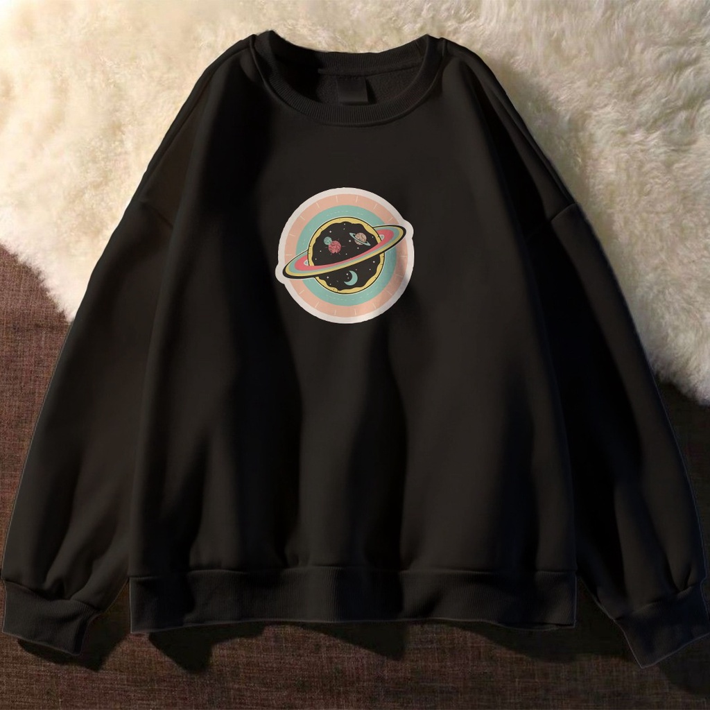 UNIVERSE ON CIRCLE SWEATER UNISEX - CREWNECK FLEECE TEBAL TERLARIS