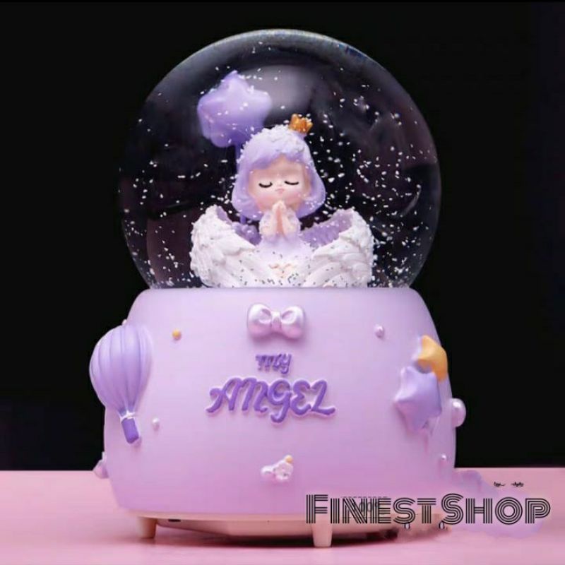 Snowball My Little Star Angel Dreamland Kotak Musik Bola Salju Kaca Kristal Kado Ultah Sweet Seventeen Music Box Birthday Gift Hampers Baby Universal Souvenir Manye Bulan One Months Fantasy Girl