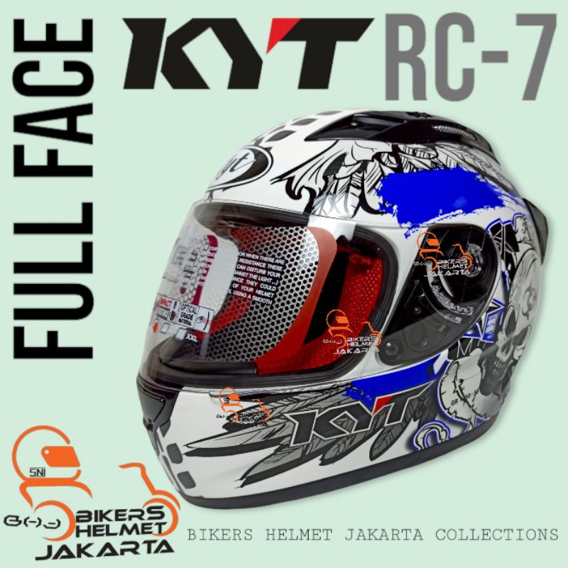 KYT HELM RC7 MOTIF 13 WHITE BLACK BLUE FULL FACE
