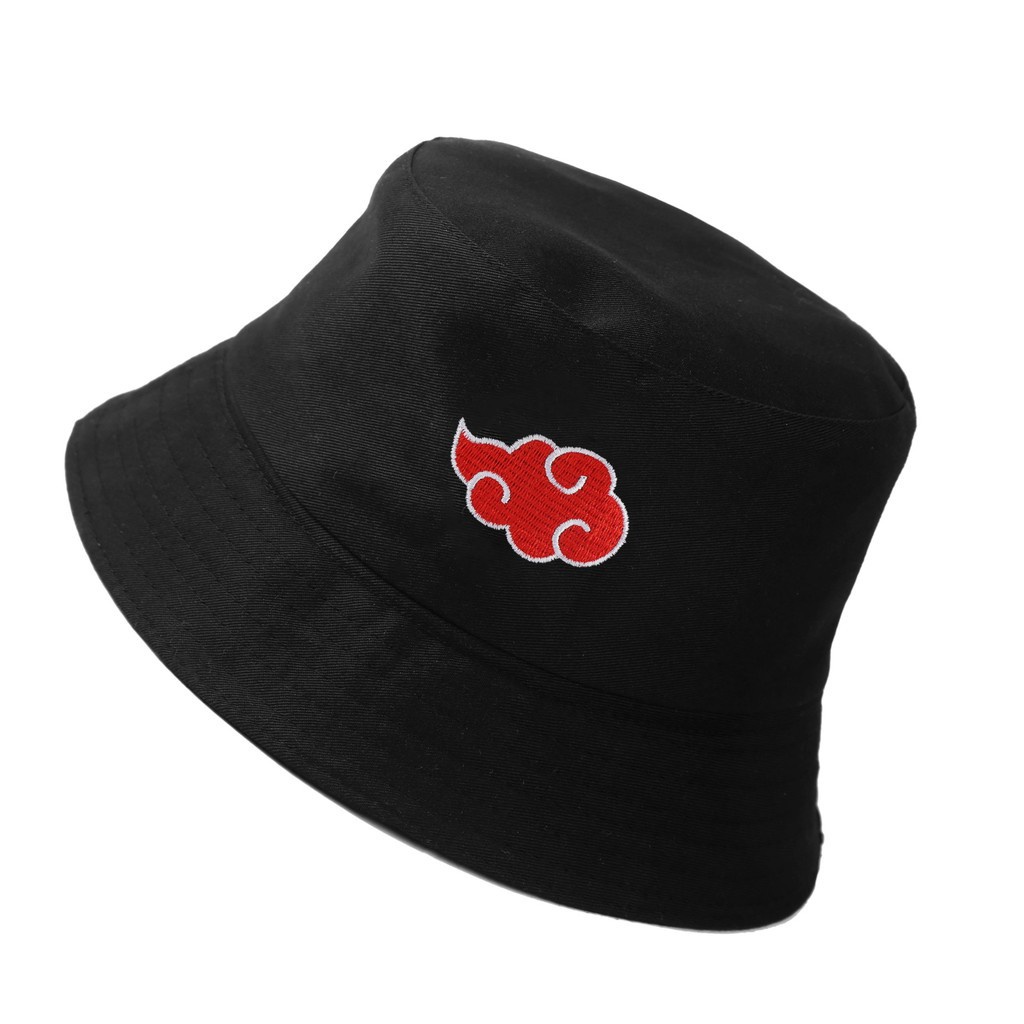 Topi bucket hat Naruto Anime lovers Akatsuki logo topi bucket wanita   Uchiha family logo 100% cotton fisherman's hat topi bucket pria