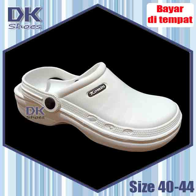 DK Shoes - Komin BAIM 36-44 Putih / Sandal Selop Bakpao Laki Murah / sepatu perawat / Sandal PVC / Sandal bidan / dokter