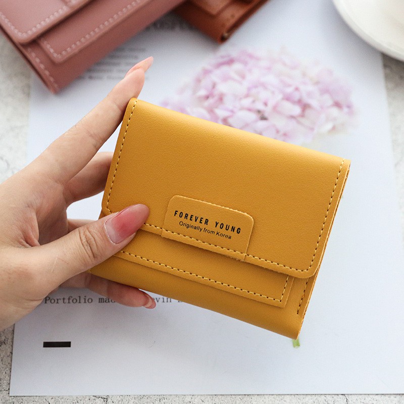DOMPET LIPAT PENDEK WANITA BAHAN KULIT SINTETIS DENGAN 5 SLOT KARTU FOREVER YOUNG | FADHILAH SHOP BJB