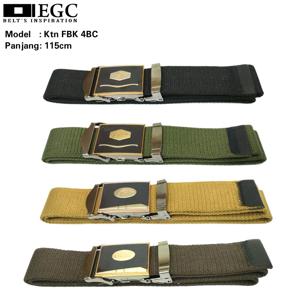 Gesper Katun Ikat Pinggang Pria Laki Cowo Jarum Impor Belt Sabuk Cowok Polos - KTN-FBK-4C