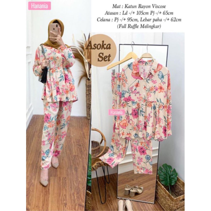ASOKA DAILY SET atasan busui+celana bahan katun rayon fit to XL
