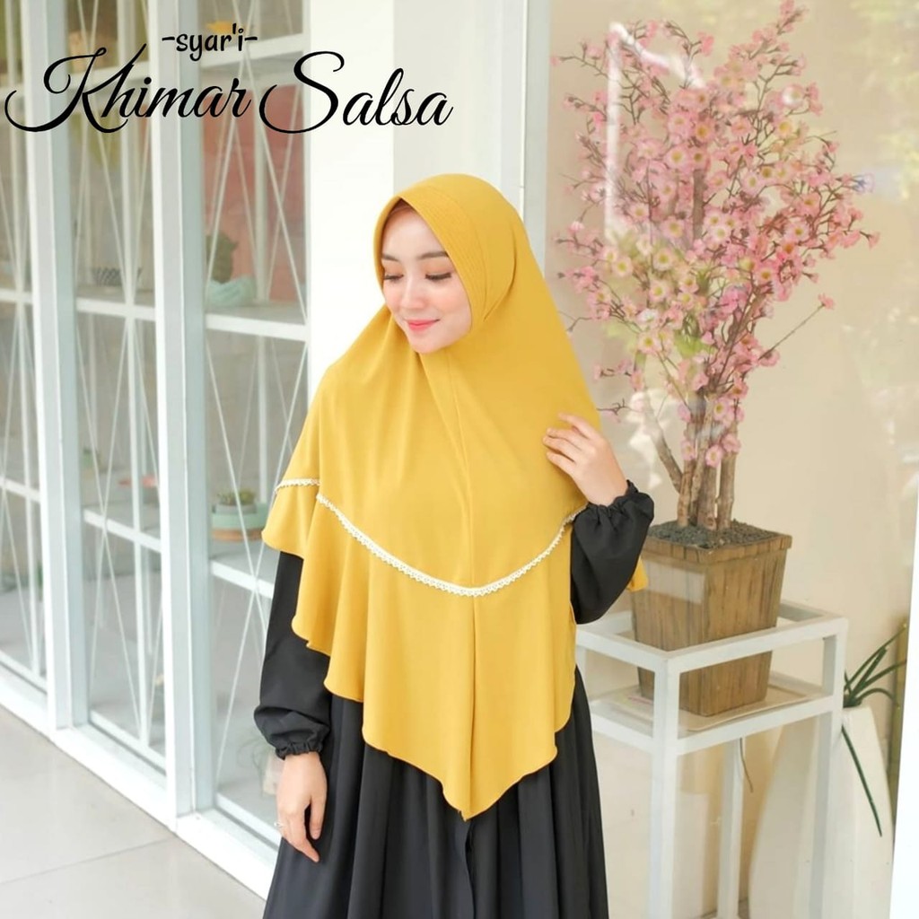 HIJAB / JILBAB KHIMAR SYAR'I RENDA JUMBO -KHIMAR SALSA-BEST SELLER -BAHAN STELA HALUS NYAMAN DIPAKAI