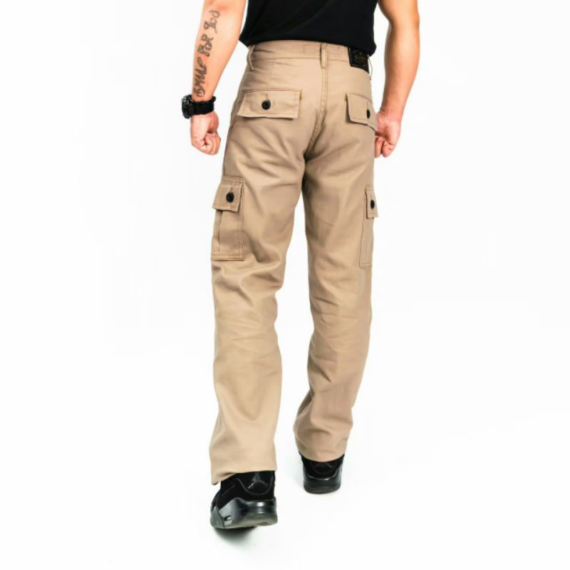 Wisdom Project - Celana Kargo Standar Reguler Fit  Original Non Stretch Canvas premium - Mocca