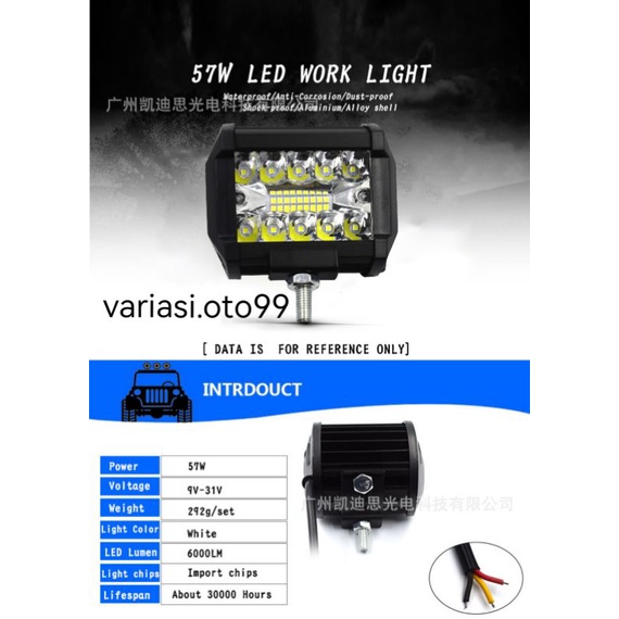 LAMPU TEMBAK SOROT LED CREE CWL 57W 20MATA LED PUTIH &amp; KUNING LAMPU TEMBAK MOBIL DAN MOTOR