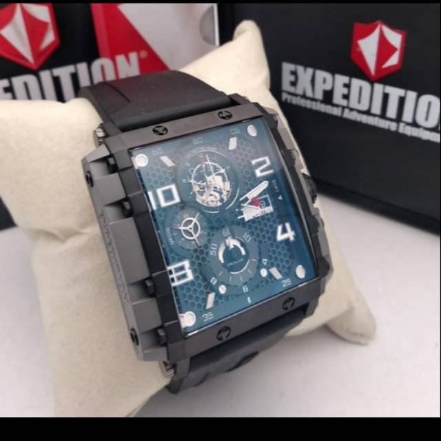 Jam tangan expedition e6757 rubber black pria original