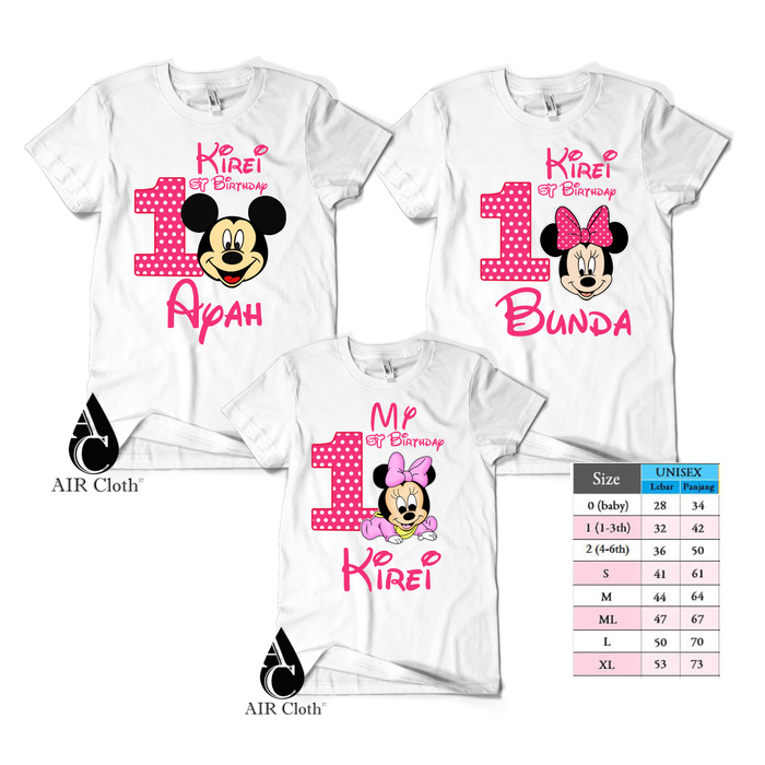 Couple Family / Kaos keluarga Mickey Mouse 3PCS - Kaos Custom