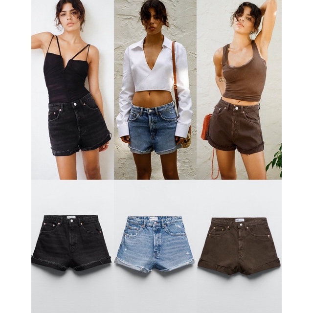 Zara High Rise Denim Short / Celana Jeans Pendek Wanita